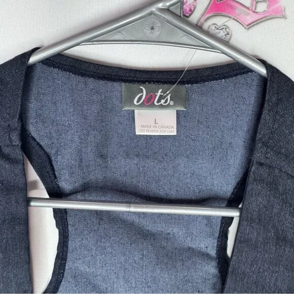 Dots best cardigan denim jean y2k rutched sides navy button up crop tank top - Picture 4 of 7